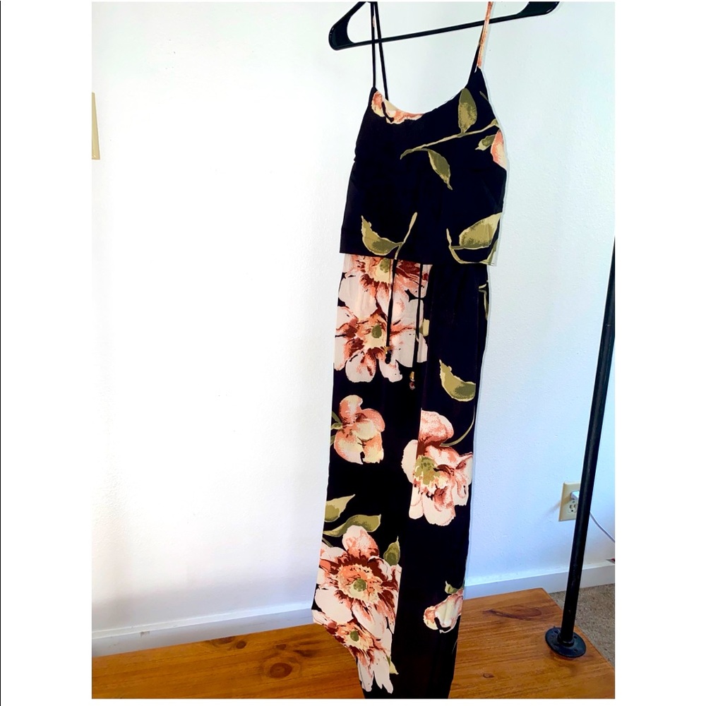 Black and pink floral maxi dress